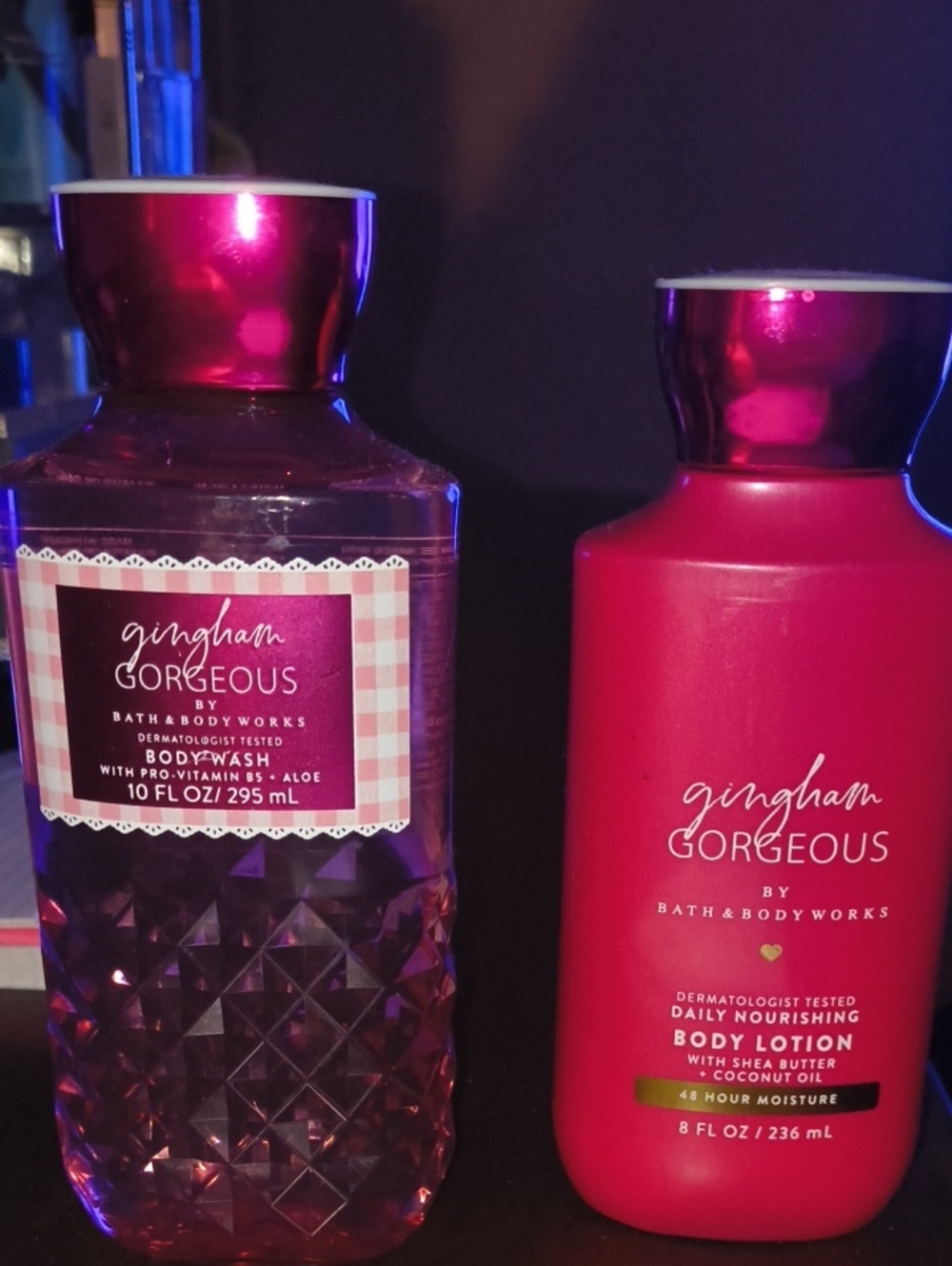 Bath & Body Works Gingham Gorgeous Body Wash & Lotion Set - Hot Pink